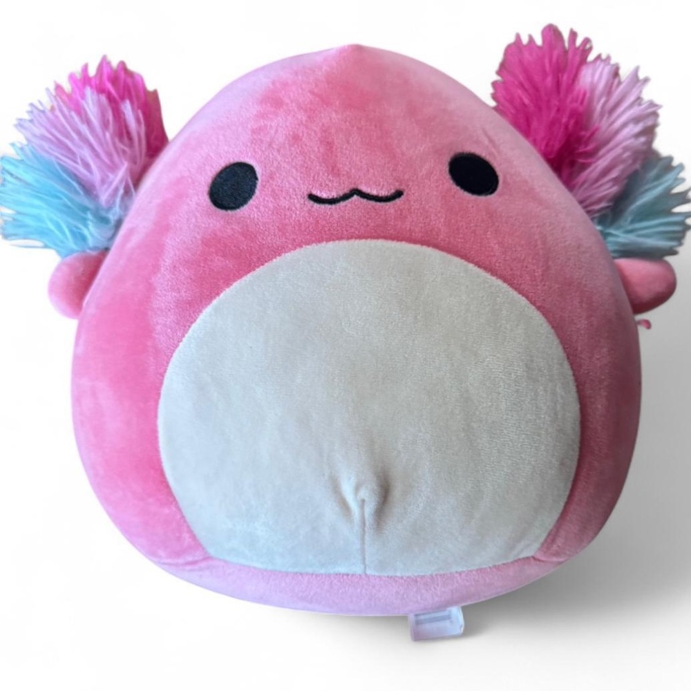 Squishmallow axolotl 
Plush Pink Toy with Colorful Accents.